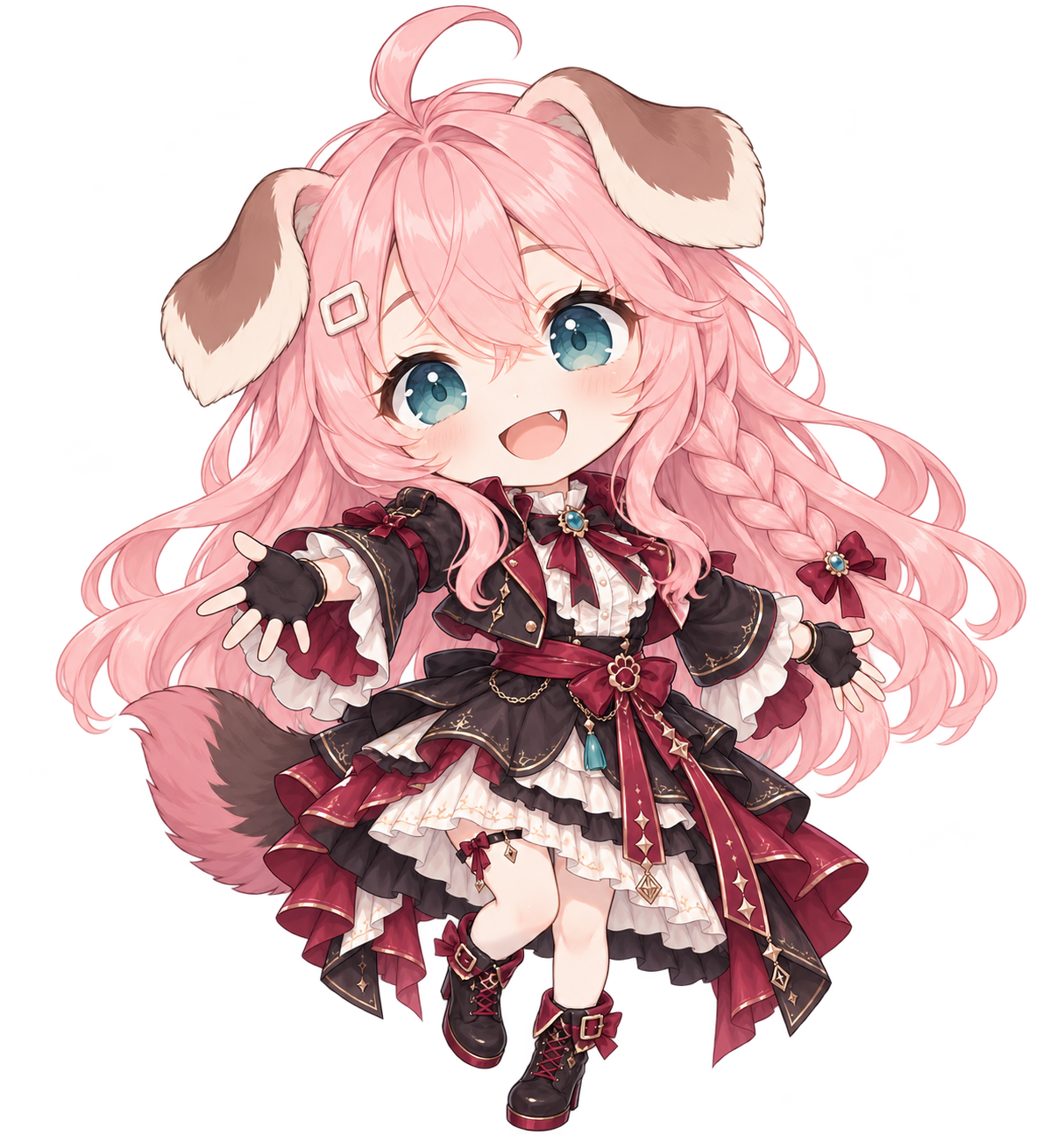粉色长发、折耳的 LoliCode Q 版看板娘